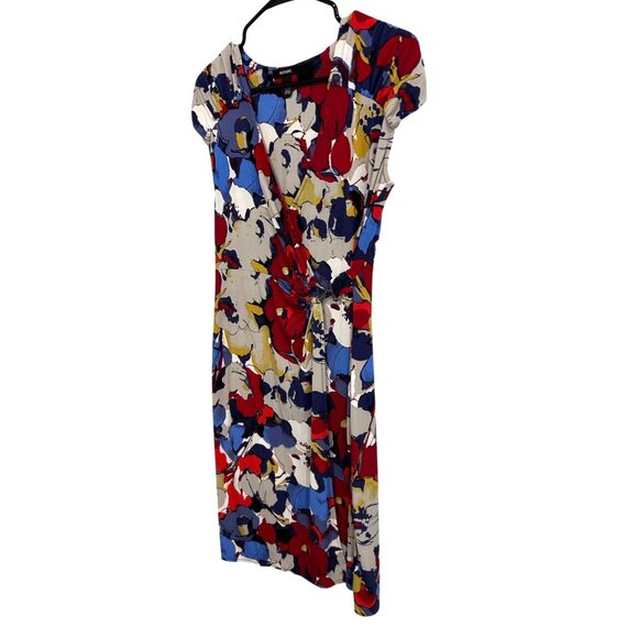 Alfani Multicolor Floral Cap Sleeve Dress Side Knot Detail Sz XS - Picture 3 of 9